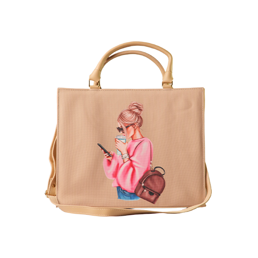 Cream bag with illustration1