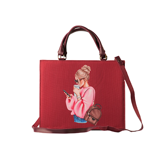 Cream bag with illustration1